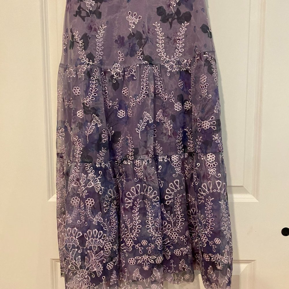 Marchesa Lilac  Cap Sleeve Eyelet Organza Cocktail Formal Dress, Size 4 - Picture 6 of 6